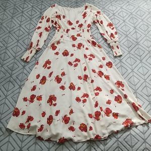 Free People Long Sleeve Floral Wrap Dress